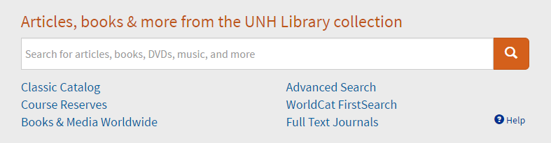Gray search box without tabs or drop-down menu, but with a Help link