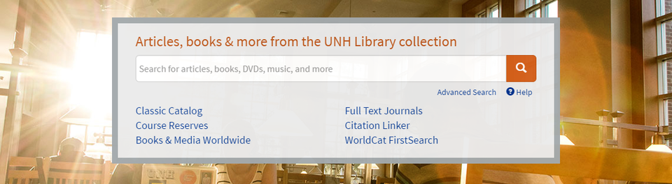 Gray search box with an interior photo background, without tabs or drop-down menu, but with a Help link